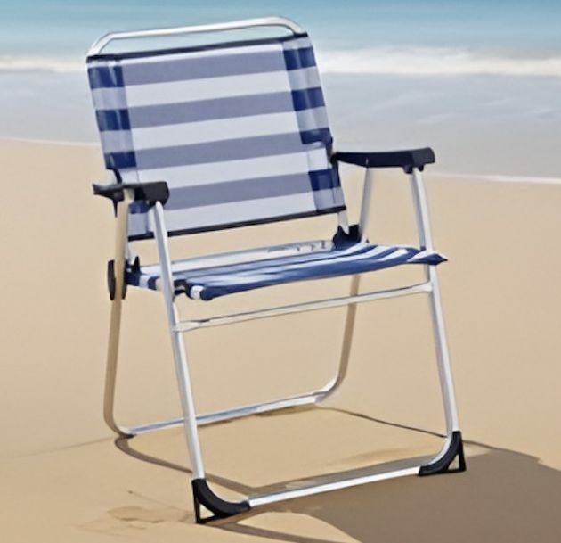 Καρέκλα Παραλίας Πτυσσόμενη Kmt Style 602824 – Ανάλαφρη & Ανθεκτική | Αλουμινίου, Ριγέ Μπλε, 79x58x57cm, Ιδανική για Camping & Θάλασσα