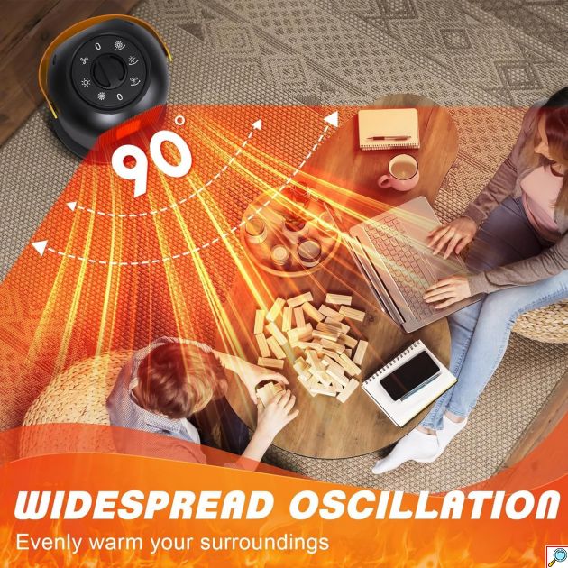 Περιστρεφόμενο Αερόθερμο 1800W με 3 Ρυθμίσεις Θέρμανσης και Ψυχρή Λειτουργία - Andowl