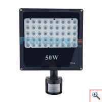 Ultra Slim Προβολέας SMD LED 50w με Ανιχνευτή Κίνησης Λευκό 6000K Υψηλής Φωτεινότητας και Χαμηλής Κατανάλωσης 