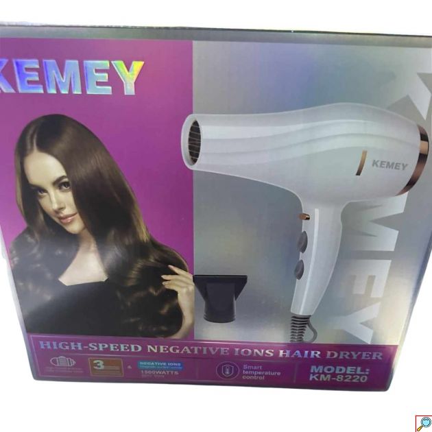 Πιστολάκι Μαλλιών High-Speed με Αρνητικά Ιόντα 1500W & Έξυπνο Έλεγχο Θερμοκρασίας - KEMEI