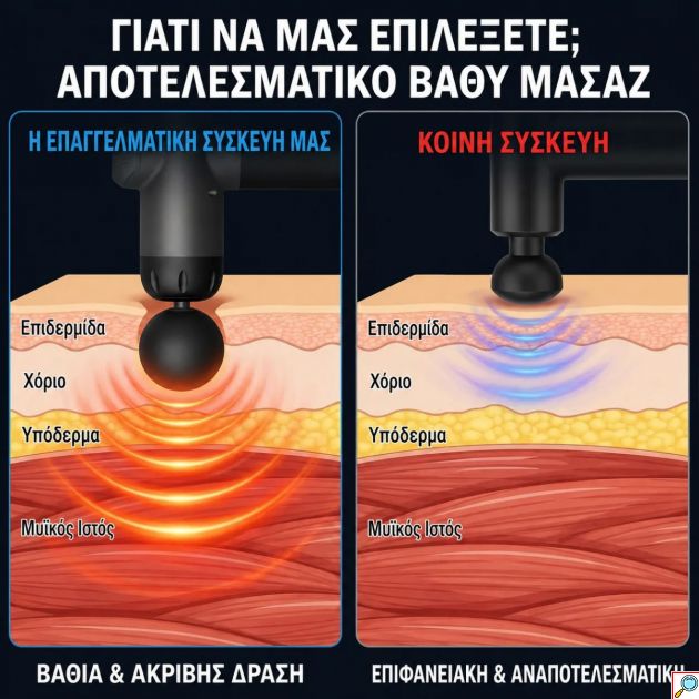 Επαγγελματικό Πιστόλι Μασάζ – Βαθιά Μυϊκή Χαλάρωση με 99 Ταχύτητες - 8 Κεφαλές, Οθόνη LCD, Επαναφορτιζόμενο για Αυχένα & Πόδια