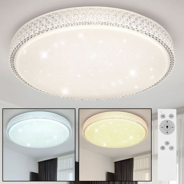Πλαστική Πλαφονιέρα Οροφής 50×8.7cm 60W 4800LM 220V με Ενσωματωμένα LED σε Ψυχρό – Θερμό – Φυσικό Λευκό Φωτισμό και Τηλεχειριστήριο