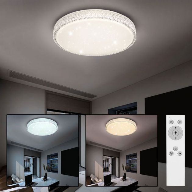 Πλαστική Πλαφονιέρα Οροφής 50×8.7cm 60W 4800LM 220V με Ενσωματωμένα LED σε Ψυχρό – Θερμό – Φυσικό Λευκό Φωτισμό και Τηλεχειριστήριο