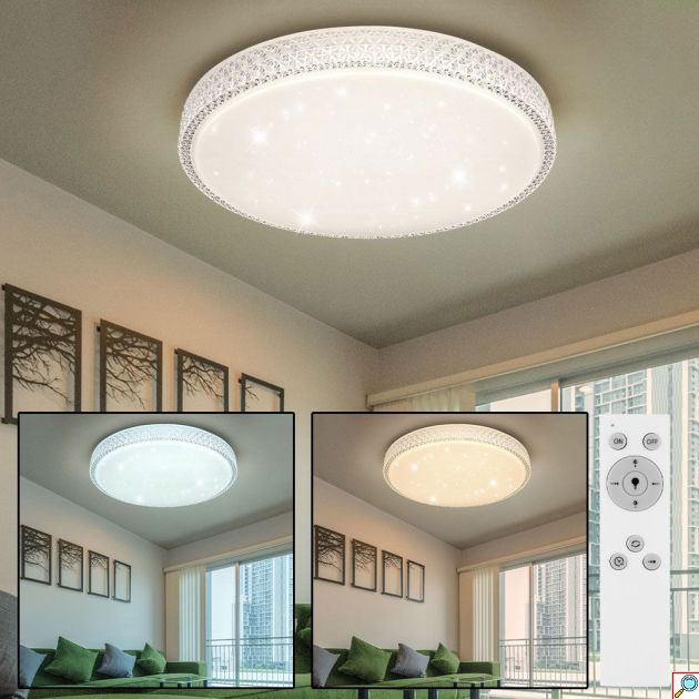 Πλαστική Πλαφονιέρα Οροφής 50×8.7cm 60W 4800LM 220V με Ενσωματωμένα LED σε Ψυχρό – Θερμό – Φυσικό Λευκό Φωτισμό και Τηλεχειριστήριο