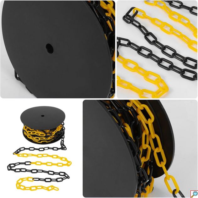 Πλαστική Αλυσίδα Σήμανσης YiAD 51346 8mm x 20m – Κίτρινη/Μαύρη για Εργοτάξια & Περίφραξη