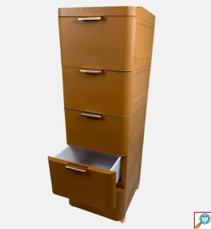Πλαστική Συρταριέρα 109 x 43 x 35cm με Επένδυση Απομίμηση Δερματίνης και 5 Συρτάρια