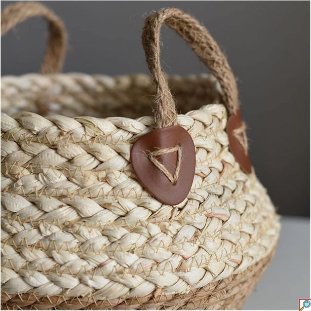 Πλεκτό Διακοσμητικό Καλάθι Grass Basket 40x27cm – Φυσικό Σχοινί, Χειρολαβές