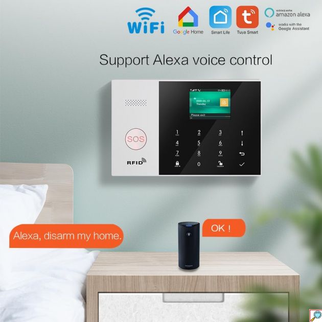 Πλήρες Σύστημα Συναγερμού WiFi/GSM με Έγχρωμη Οθόνη, RFID & Αισθητήρες Κίνησης