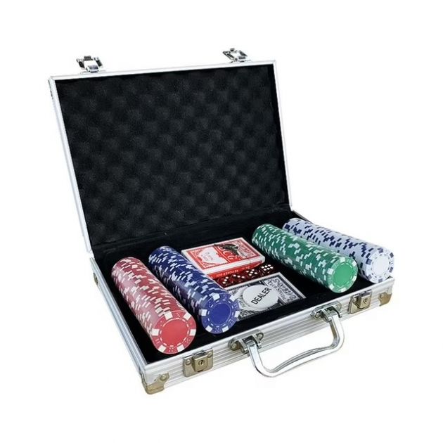 Σετ Poker 200 Τεμαχίων με Αλουμινένια Βαλίτσα – Πλήρες Κιτ με Μάρκες, Τράπουλες & Ζάρια για Texas Holdem & Άλλα Παιχνίδια