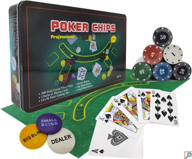 Σετ Πόκερ 300 Τεμαχίων Texas Hold’em – Μεταλλική Βαλίτσα & Τσόχα - Ολοκληρωμένο Kit για Βραδιές Παιχνιδιού, 2 Τράπουλες, AGES 10+