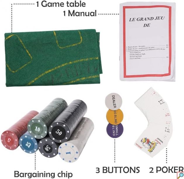 Σετ Πόκερ 300 Τεμαχίων Texas Hold’em – Μεταλλική Βαλίτσα & Τσόχα - Ολοκληρωμένο Kit για Βραδιές Παιχνιδιού, 2 Τράπουλες, AGES 10+