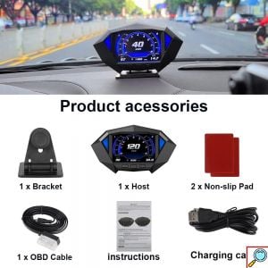 Πολυόργανο Αυτοκινήτου OBD2 με GPS, Ψηφιακό Ταχύμετρο και Μετρητή Κλίσης