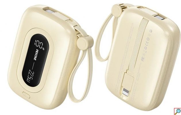 Power Bank 10000mAh – Fast Charging 22.5W & Ενσωματωμένα Καλώδια USB-C, Lightning - Compact, LED Οθόνη, Λουράκι