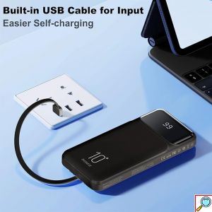 Power bank 10000mAh με 3 Καλώδια και Οθόνη LED Remax 