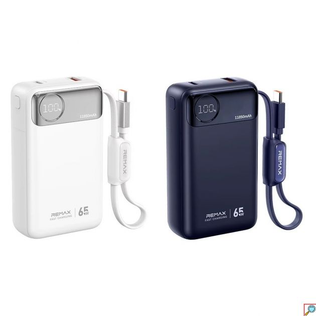 Power Bank 11850mAh 65W PD - Ταχεία Φόρτιση με Ενσωματωμένο Καλώδιο USB-C & Οθόνη LED για Laptops, Tablets & Smartphones