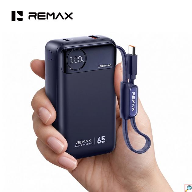 Power Bank 11850mAh 65W PD - Ταχεία Φόρτιση με Ενσωματωμένο Καλώδιο USB-C & Οθόνη LED για Laptops, Tablets & Smartphones