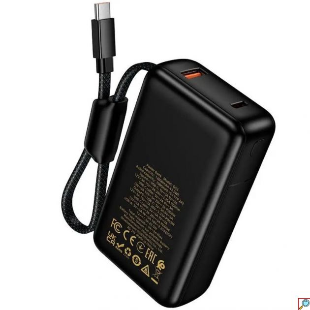 Power Bank 12000mAh 65W – Ταχεία Φόρτιση Laptop & Κινητών - Power Delivery, Ενσωματωμένο Καλώδιο USB-C, LED Οθόνη