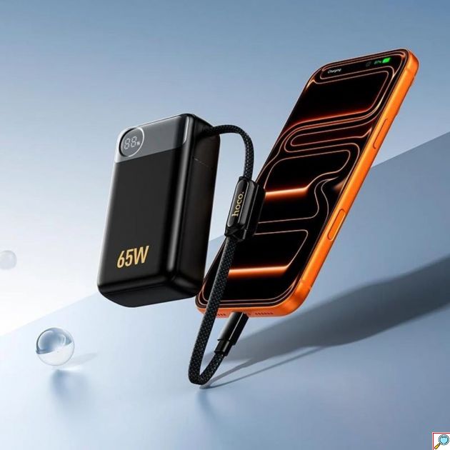 Power Bank 12000mAh 65W – Ταχεία Φόρτιση Laptop & Κινητών - Power Delivery, Ενσωματωμένο Καλώδιο USB-C, LED Οθόνη