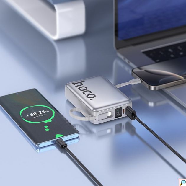 Power Bank 20.000mAh – Ταχεία Φόρτιση 22.5W & PD 20W - Με Ενσωματωμένα Καλώδια USB-C & Lightning και Ψηφιακή Οθόνη
