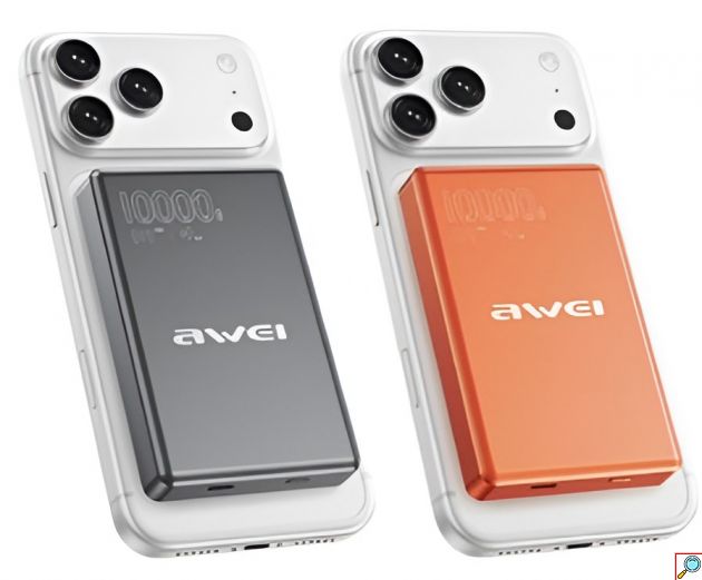Μαγνητικό Power Bank AWEI MH805 10000mAh – Ασύρματη Φόρτιση 20W & Αναδιπλούμενη Βάση - Γρήγορη Φόρτιση, MagSafe Compatible, Φορητό
