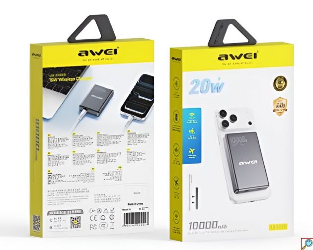 Μαγνητικό Power Bank AWEI MH805 10000mAh – Ασύρματη Φόρτιση 20W & Αναδιπλούμενη Βάση - Γρήγορη Φόρτιση, MagSafe Compatible, Φορητό