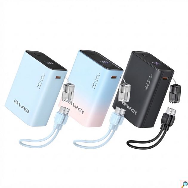 Power Bank – 10000mAh, 22,5W γρήγορη φόρτιση - USB-C & USB-A, Compact mini με LED ένδειξη