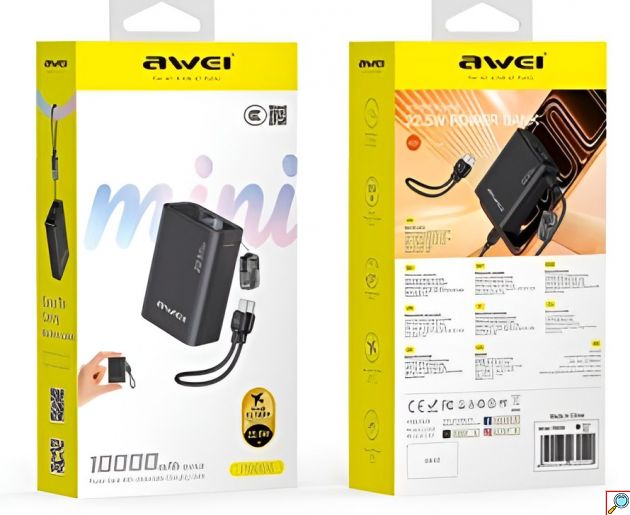 Power Bank – 10000mAh, 22,5W γρήγορη φόρτιση - USB-C & USB-A, Compact mini με LED ένδειξη