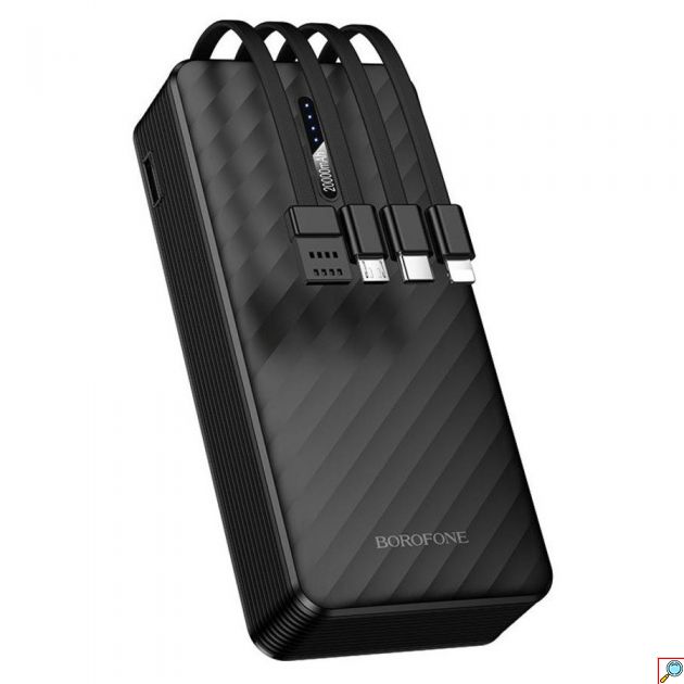 Power Bank 20000mAh με 4 Ενσωματωμένα Καλώδια USB-C, Lightning, Micro USB & USB-A, Μαύρο