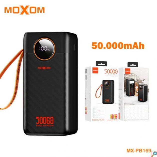 Power Bank 50000mAh - Γρήγορη Φόρτιση PD 20W & SCP 22.5W, LCD Οθόνη, Πολλαπλές Θύρες Και Ενσωματωμένα Καλώδια