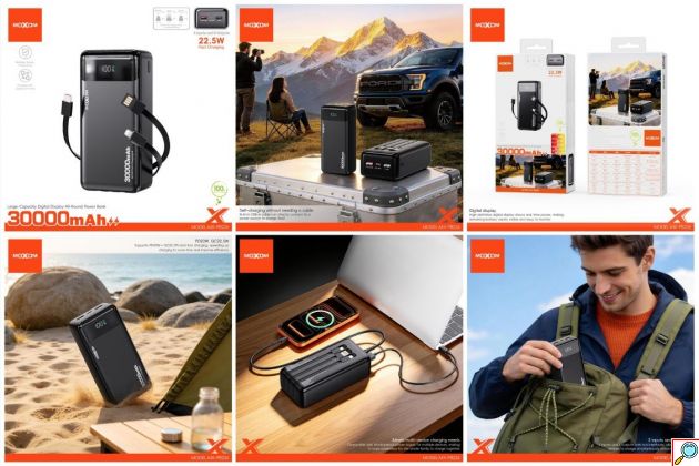 Power Bank 30000mAh - Γρήγορη Φόρτιση 22.5W, Ψηφιακή Οθόνη και Ενσωματωμένα Καλώδια
