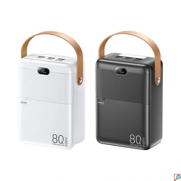 Power Bank REMAX 80000mAh – Γρήγορη Φόρτιση 27W PD και 22.5W QC - 4 Συσκευές, LED Οθόνη, Μεγάλη Χωρητικότητα