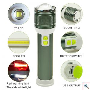 Επαναφορτιζόμενος Διπλός Φακός LED Cree SUPER ZOOM & Powerbank 3 σε 1