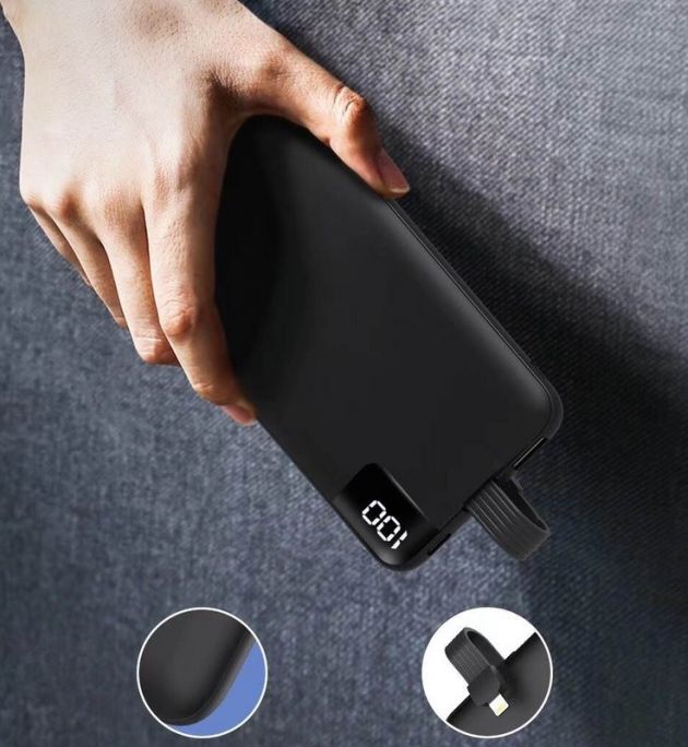 Power Bank 10.000mAh Awei® P67K Φορητή Μπαταρία με Ενσωματωμένο Καλώδιο Lightning iPhone