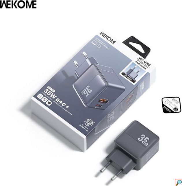 Φορτιστής GaN 35W - USB-A + USB-C, PD/PPS Fast Charging, EU Plug