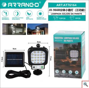 ARRANGO® Επιτοίχιος Αδιάβροχος Ηλιακός LED Προβολέας - Φωτιστικό Δρόμου με Αισθητήρα Κίνησης & Φωτοκύτταρο