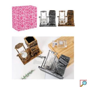 Επιτραπέζια Διακοσμητική Κλεψύδρα 8.5x14x13cm Ασημί