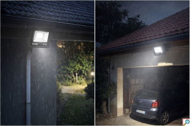 Προβολέας LED 100W – Ισχυρός Φωτισμός & Αντοχή IP66 - Ψυχρό Λευκό 6500K, 96 LED SMD, Εξωτερικού Χώρου, Μαύρος