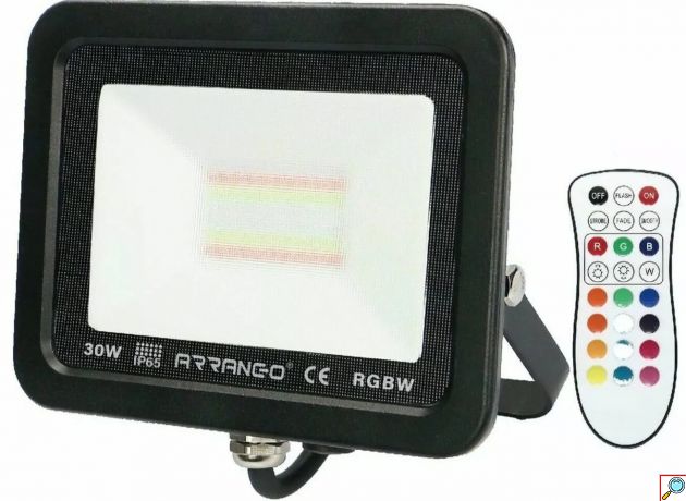 Προβολέας LED RGB 30W Εξωτερικού Χώρου με Τηλεχειριστήριο - ARRANGO