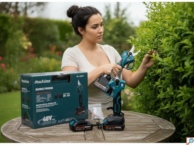 Επαναφορτιζόμενο Ψαλίδι Κλαδέματος Brushless NL-6351 48V – Με 2 Μπαταρίες 2500mAh - Για Ξεκούραστη & Γρήγορη Περιποίηση Κήπου