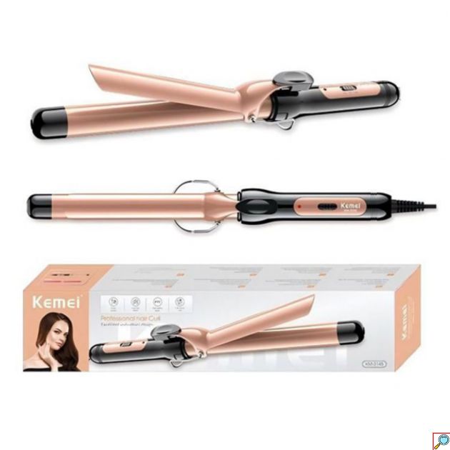 KEMEI Ψαλίδι Μαλλιών 28mm για Φυσικές Μπούκλες - Curling Iron Ροζ/Χρυσό για Φυσικό Styling