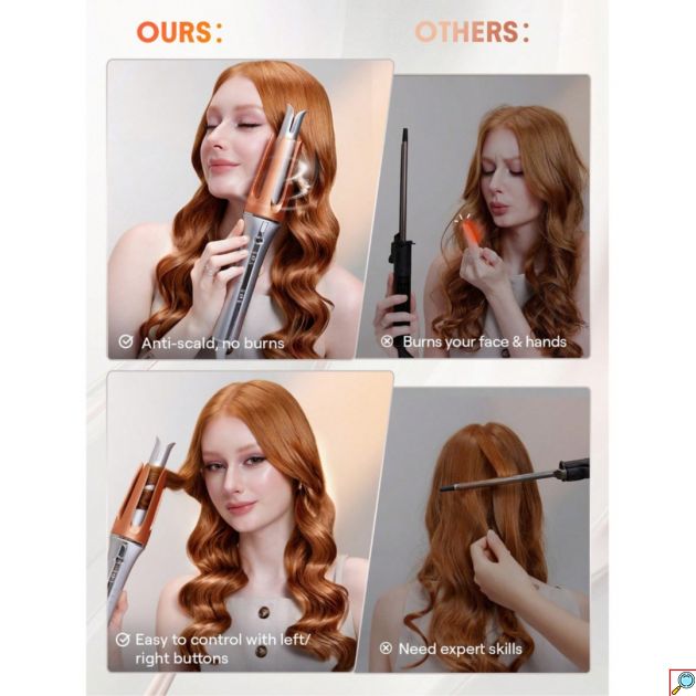 Αυτόματο Ψαλίδι Μαλλιών SHEGLAM Curl One Touch - Μπούκλες με Ενα Αγγιγμα - Κεραμική Επίστρωση, 3 Ρυθμίσεις Θερμοκρασίας