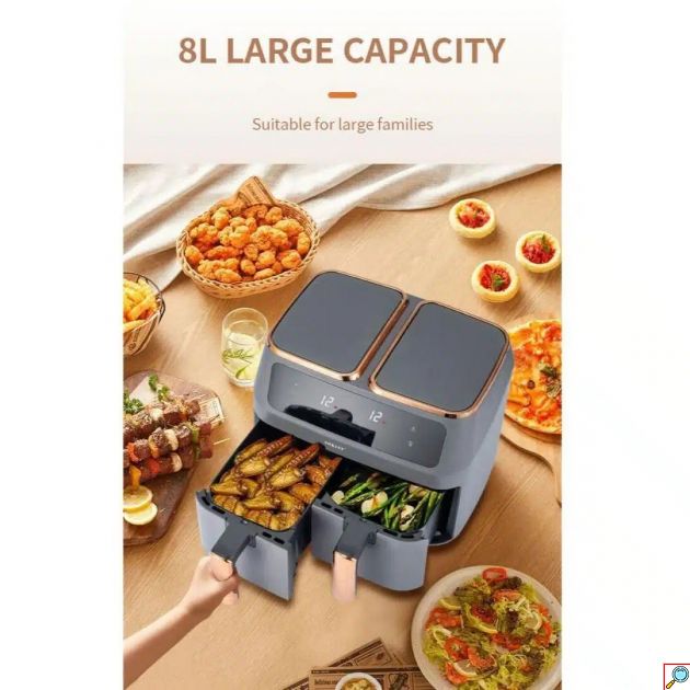 Ψηφιακή Φριτέζα Αέρος Sokany Air Fryer 8lt RAF 1500W με 2 Αποσπώμενα Καλάθια