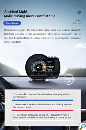 Ψηφιακή TFT Οθόνη Ενδείξεων Αυτοκινήτου OBD2 HUD Ταχύμετρο, Στροφόμετρο, Πίεσης Ελαστικών, Κατανάλωση Καυσίμου - HUD Head Up Display