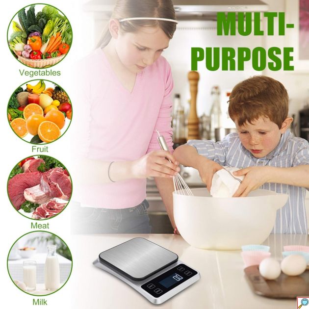 Ψηφιακή Ζυγαρία Κουζίνας 1-10Kg με Ακρίβεια 1 Γραμμαρίου και Πολλαπλές Μονάδες Μέτρησης Βάρους - Aerbes