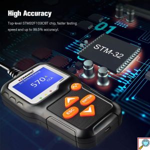 Ψηφιακό Battery Tester 6V/12V με Κροκοδειλάκια – Για Αυτοκίνητα, Μηχανές & Μπαταρίες AGM/GEL - Konnwei