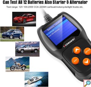Ψηφιακό Battery Tester – Επαγγελματικός Αναλυτής 12V Μπαταριών Οχημάτων με Κροκοδειλάκια - KONNWEI