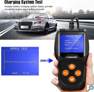 Ψηφιακό Battery Tester – Επαγγελματικός Αναλυτής 12V Μπαταριών Οχημάτων με Κροκοδειλάκια - KONNWEI