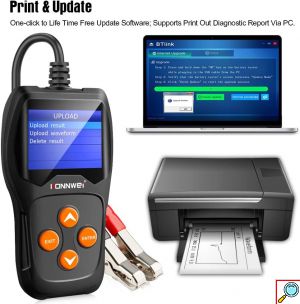 Ψηφιακό Battery Tester – Επαγγελματικός Αναλυτής 12V Μπαταριών Οχημάτων με Κροκοδειλάκια - KONNWEI
