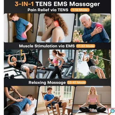 3 σε 1 Ψηφιακό Μηχάνημα Διέγερσης Μυών EMS για Πόνο, Μυϊκή Τόνωση & Χαλάρωση - 48 Λειτουργίες, 4 Κανάλια
