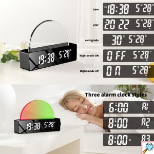 Ψηφιακό Ρολόι HD LED Επιτραπέζιο με Ξυπνητήρι Προσομοιωτής Ανατολής και Δύσης του Ηλίου με USB Θήρα